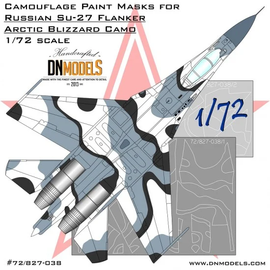 DN Models 72-827-038 1/72 Sukhoi Su-27 Flanker Arctic Blizzard Camouflage Paint Masking