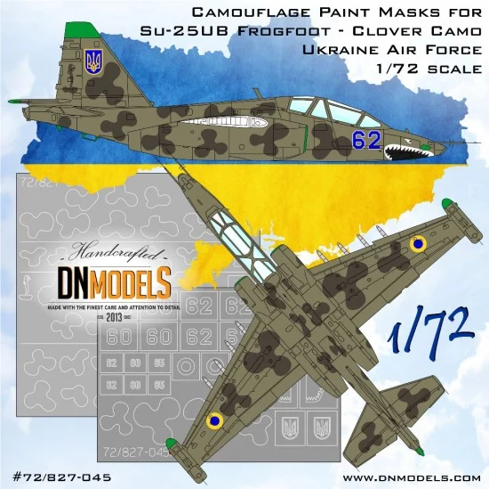 DN Models 72-827-045 1/72 Su-25UB Frogfoot/Rook Ukrainian Clover Camouflage Paint Masking for Smer/KP/Kopro