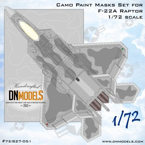 DN Models 72-827-051 1/72 Lockheed F-22A Raptor Camouflage Paint Masks Set