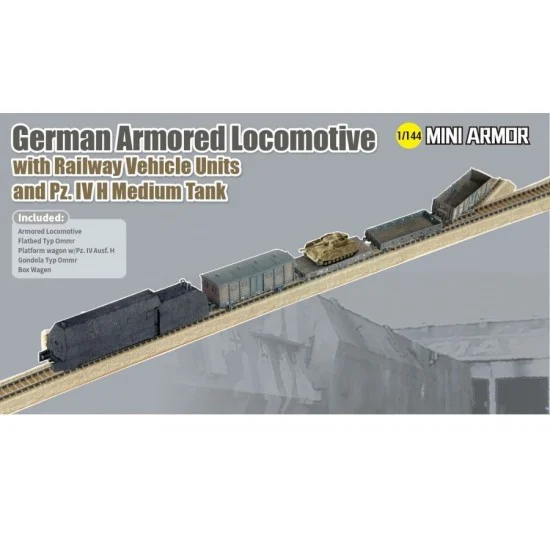 Dragon 14152 1/144 German Armored Locomotive w/Railway Vehicle Units & Pz.IV H Medium Tank - Military Vehicles & Tanks