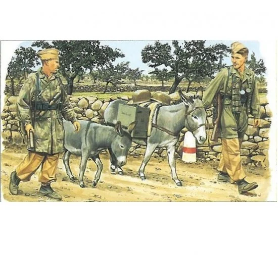 Dragon 6077 1/35 German Fallschirmjager w/Donkeys (2 figures & 2 donkeys) - Model Figures
