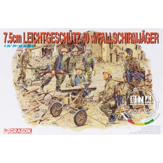 Dragon 6147 1/35 7.5cm Leichtgeschutz 40 w/Crew - Model Figures