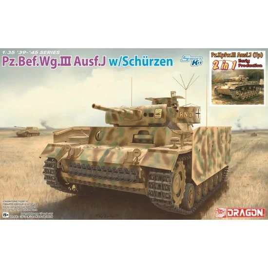 Dragon 6628 1/35 Pz.Bef.Wg.III Ausf.J/Pz.III Ausf.J (Tp) Early Production (2 in 1) - Military Vehicles & Tanks