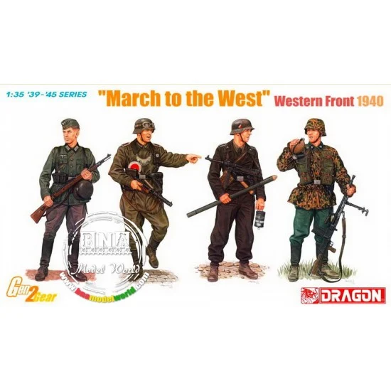 Dragon 6703 1/35 March to the West, Western Front 1940 (4 Figure Set) - Model Figures