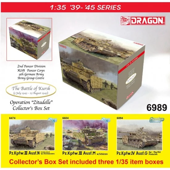 Dragon 6989 1/35 Panzer Tank Collection Box 'The Battle of Kursk' (3 kits) - Military Vehicles & Tanks