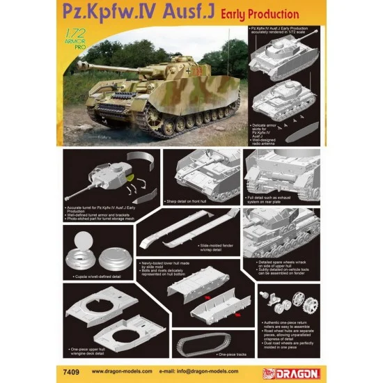 Dragon 7409 1/72 Pz.Kpfw.IV Ausf.J Early Production - Military Vehicles & Tanks