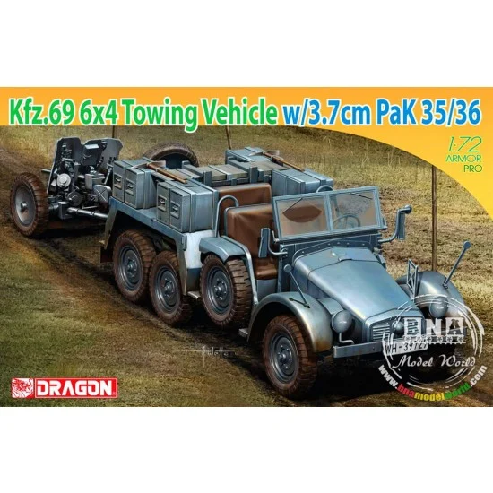 Dragon 7419 1/72 Kfz.69 6x4 Towing Vehicle w/3.7cm PaK 35/36 Gun - Military Vehicles & Tanks