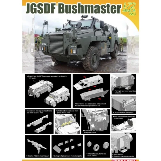 Dragon 7700 1/72 JGSDF Bushmaster Protected Mobility Vehicle - Military Vehicles & Tanks