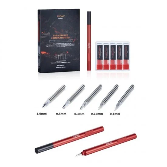 Dspiae CS-PB01 PB Series Tungsten Steel Push Broach Combination Set w/Holder