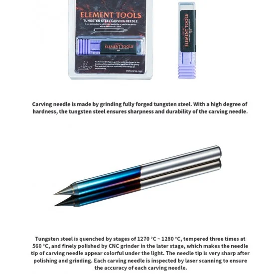 Dspiae KB-S Tungsten Steel Carving Needle (Shank Dia: 3.175mm)