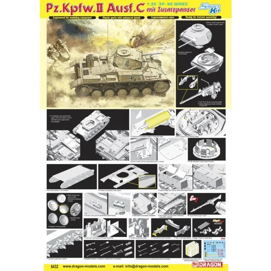 Dragon 6432 1/35 German Panzer II Ausf.C mit Zusatzpanzer - Military Vehicles & Tanks