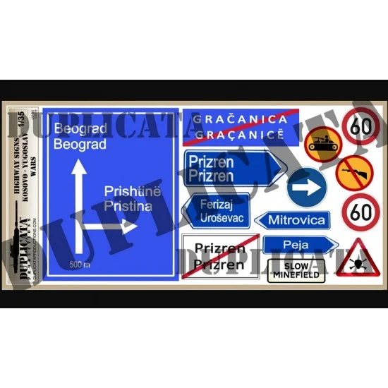 Duplicata Productions 15F-35 1/35 Yugoslav Wars Kosovo Highway Signs