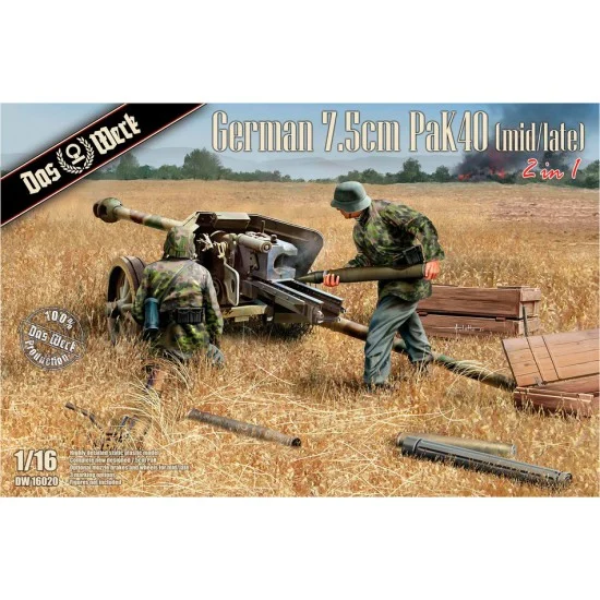 DAS WERK 16020 1/16 German 7.5cm PaK40 Mid/Late (2 in 1) - Military Vehicles & Tanks