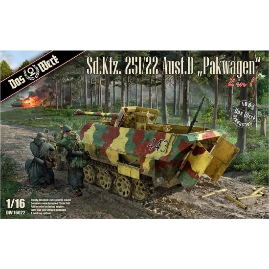 DAS WERK 16022 1/16 SdKfz.251/22 Ausf.D Pakwagen Half-track Armoured Personnel Carrier