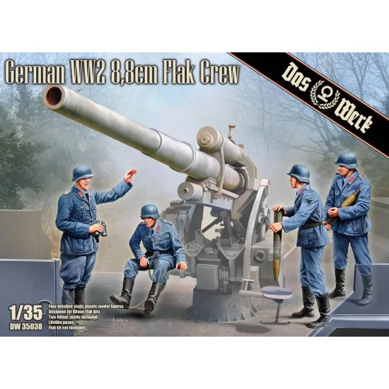 DAS WERK 35038 1/35 WWII German 8.8cm Flak Crew (4 figures) and Grenades (2pcs) - Model Figures