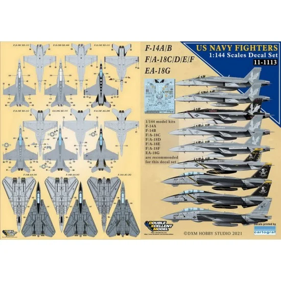 DXM Decals 11-1113 Decals for 1/144 USN F-14A/B/F/A18CDEF & EA-18G