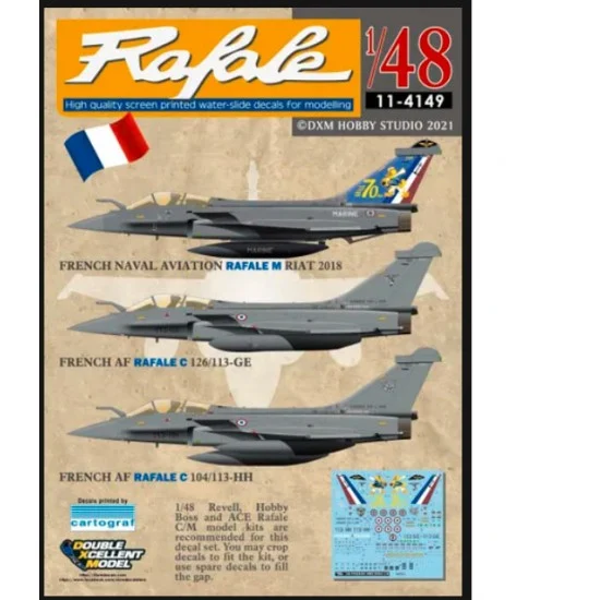 DXM Decals 11-4149 1/48 French AF and Naval Aviation Rafale C/M Decals for Revell/HobbyBoss/ACE kits