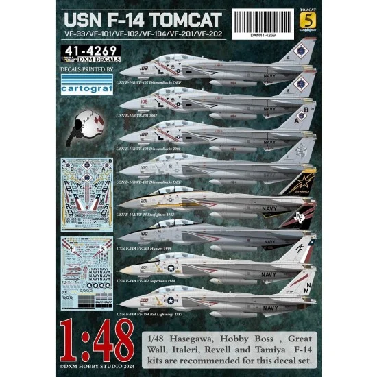 DXM Decals 41-4269 1/48 USN F-14A/B Tomcat Decal for Hasegawa/Hobby Boss/Great Wall/Italeri/Revell/Tamiya