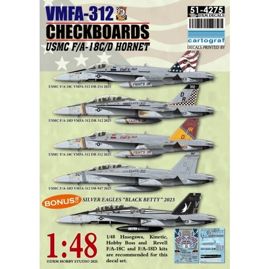 DXM Decals 51-4275 1/48 USMC VMFA-312 VMFA-115 F/A-18C/D Decal for Hasegawa/Kinetic/HobbyBoss/Revell