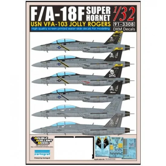 DXM Decals 91-3308 Decals for 1/32 USN F/A-18F Super Hornet VFA-103