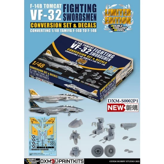 DXM Decals S0002P1 1/48 USN F-14B Tomcat VF-32 Fighting Swordsmen Conversion set for Tamiya F-14D kit