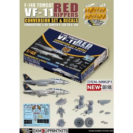 DXM Decals S0002P3 1/48 USN F-14B Tomcat VF-11 Red Rippers Conversion set for Tamiya F-14D kit