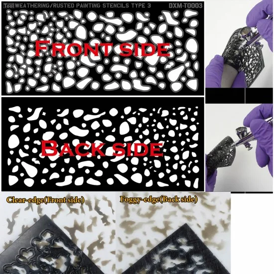 DXM Decals T0003 Weathering/Rusted/Rusty Dual Effects Airbrush Stencil #3 - Hobby & Model Paints