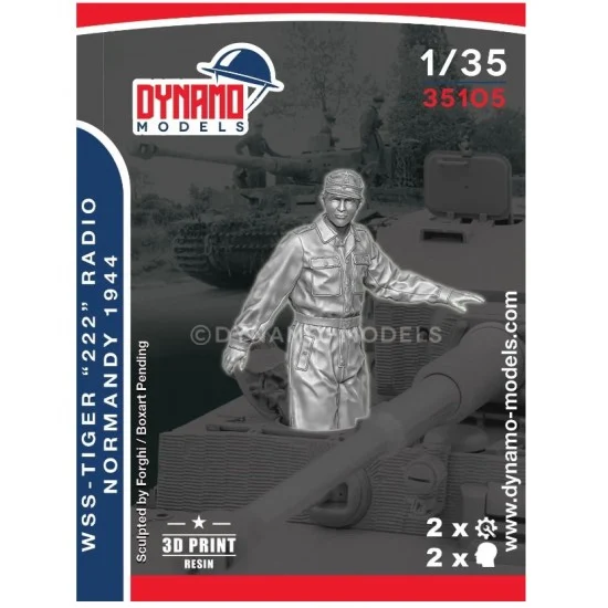 Dynamo 35105 1/35 WSS Tiger 222 Commander Normandy 1944 No.3 - Model Figures