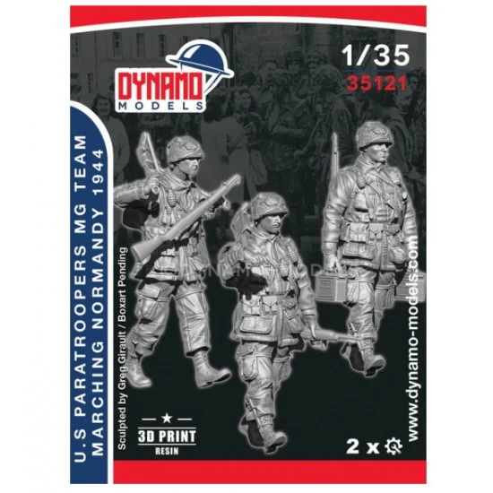 Dynamo 35121 1/35 US Paratrooper 'MG Team' Marching (Normandy 1944) - Model Figures
