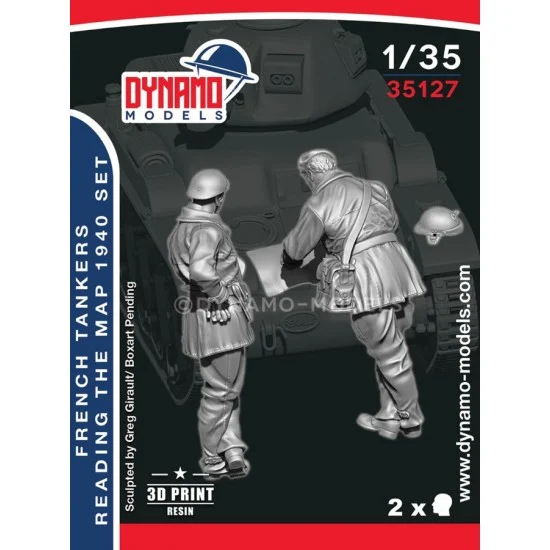 Dynamo 35127 1/35 French '40 Tanker Reading the Map 1940 Set (2 figures) - Model Figures