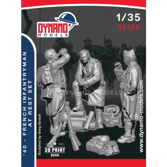 Dynamo 35155 1/35 1940 French Infantrymen at Rest Set 1 (3 figures) - Model Figures