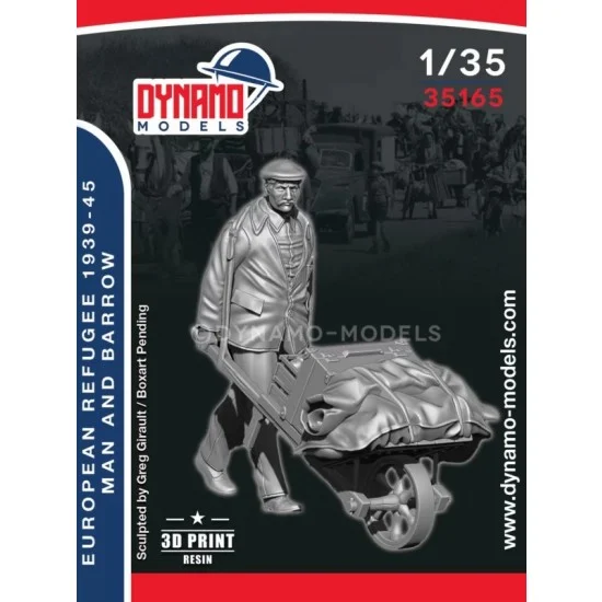 Dynamo 35165 1/35 Civilian Refugee Man and Barrow - Model Figures