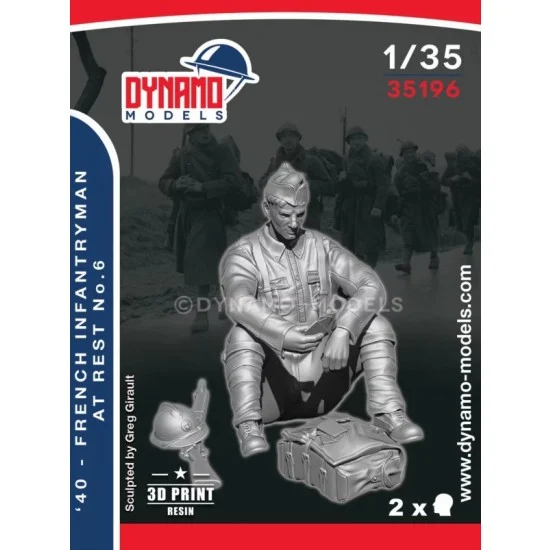 Dynamo 35196 1/35 1940 French Infantryman at Rest No.6 - Model Figures
