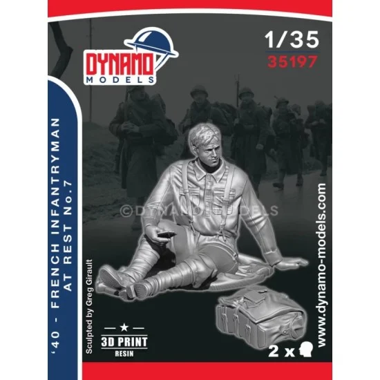 Dynamo 35197 1/35 1940 French Infantryman at Rest No.7 - Model Figures