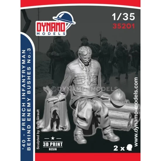 Dynamo 35201 1/35 1940 French Infantryman Behind The Enemy Bushes No.3 - Model Figures
