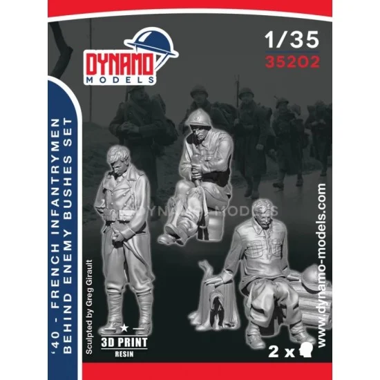 Dynamo 35202 1/35 1940 French Infantrymen Behind The Enemy Bushes Set (3 figures) - Model Figures