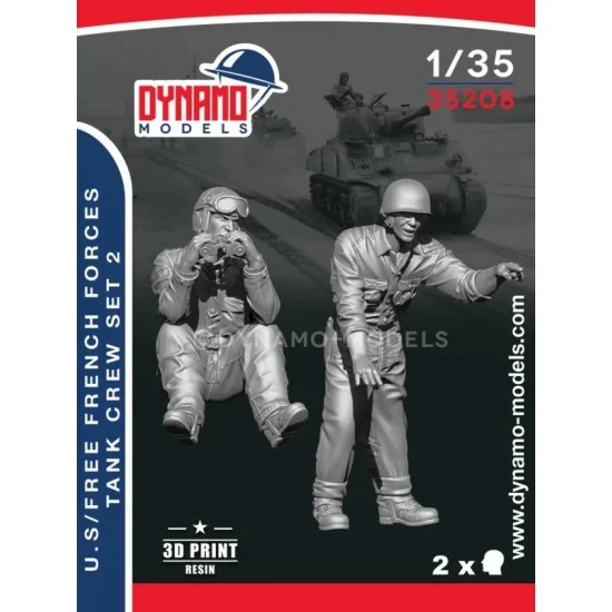 Dynamo 35208 1/35 U.S / Free French Forces Tankers 1944 Set 2 (2 figures) - Model Figures
