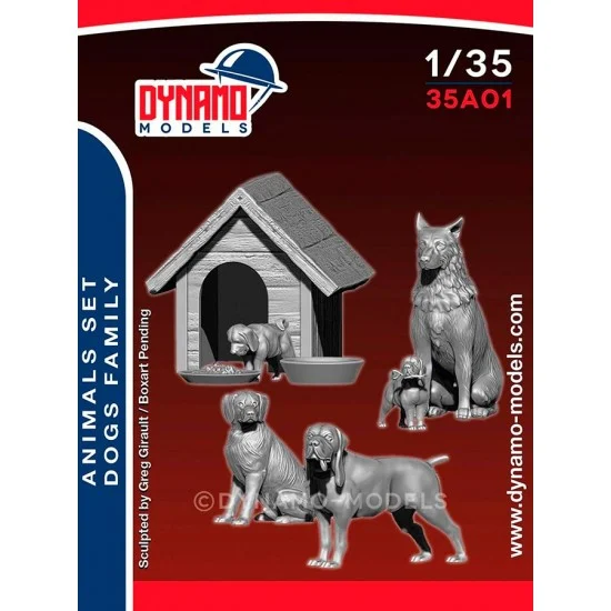 Dynamo 35A01 1/35 Animal Set - Dogs Family with House