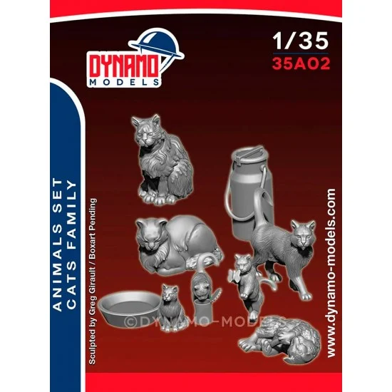 Dynamo 35A02 1/35 Animal Set - Cats Family with Milk Can and Bowl