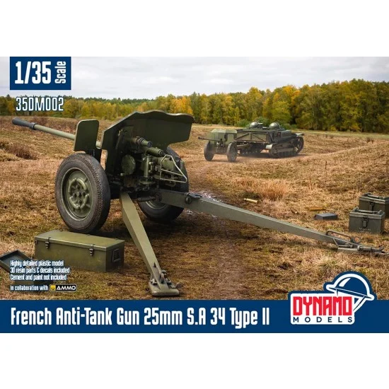 Dynamo 35DM002 1/35 French Anti-Tank Gun 25mm S.A 34 Type II