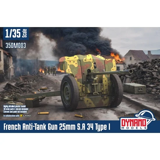 Dynamo 35DM003 1/35 French Anti-Tank Gun 25mm S.A 34 Type I [Standard Edition]