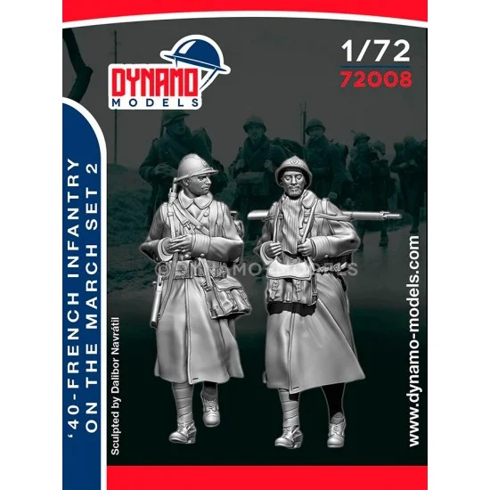 Dynamo 72008 1/72 French 1940 Infantryman Marching Set 2 (2 figures) - Model Figures