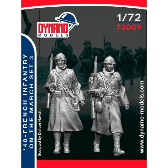 Dynamo 72009 1/72 French 1940 Infantryman Marching Set 3 (2 figures) - Model Figures