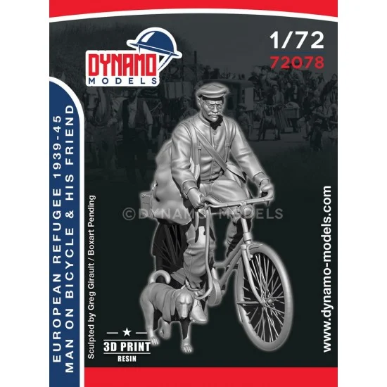 Dynamo 72078 1/72 Civilian - Refugee Man on Bicycle and his Friend