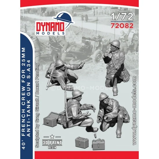Dynamo 72082 1/72 40' French 25mm Anti-tank Gun Crew Set