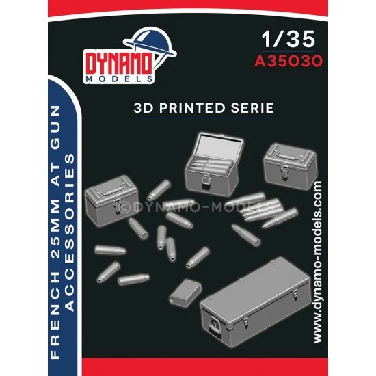 Dynamo A35030 1/35 French 25mm Anti-tank Gun Ammunition and Accessories