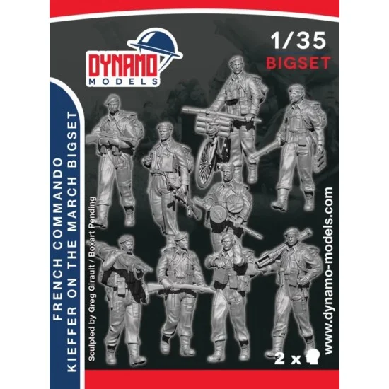 Dynamo BIGSET1 1/35 French Commando Kieffer Marching Full Set (9 figures with accessories) - Model Figures