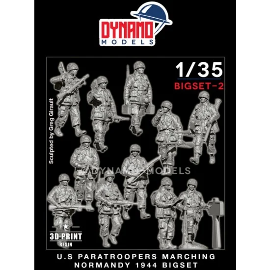 Dynamo BIGSET2 1/35 US Paratrooper Marching (Normandy 1944) Full Set (11 figures with accessories) - Model Figures