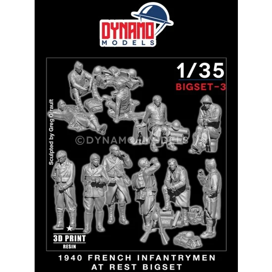 Dynamo BIGSET3 1/35 French 1940 Infantrymen at Rest (9 figures with accessories) - Model Figures