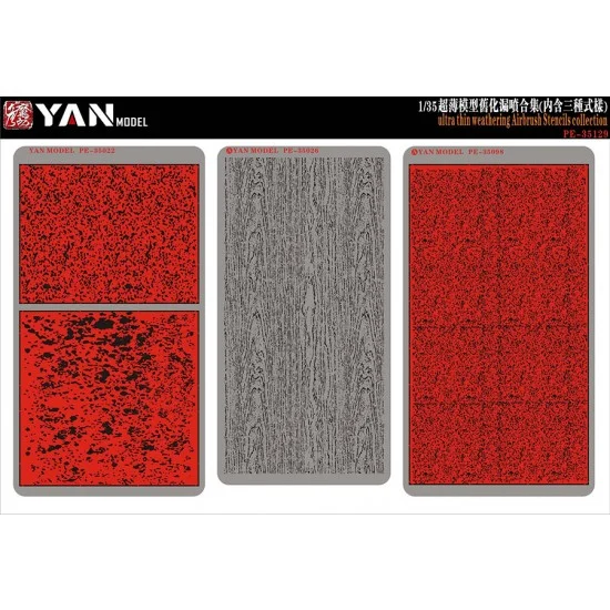 Yan Model PE35129 1/35 Ultra-Thin Weathering Stencil Set (3 patterns)